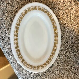 Vintage Pyrex Tiburon Brown Flower, Oval Plate